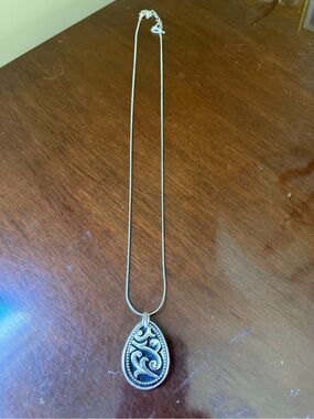 Napier Silver-Tone Filigree Teardrop Pendant Necklace